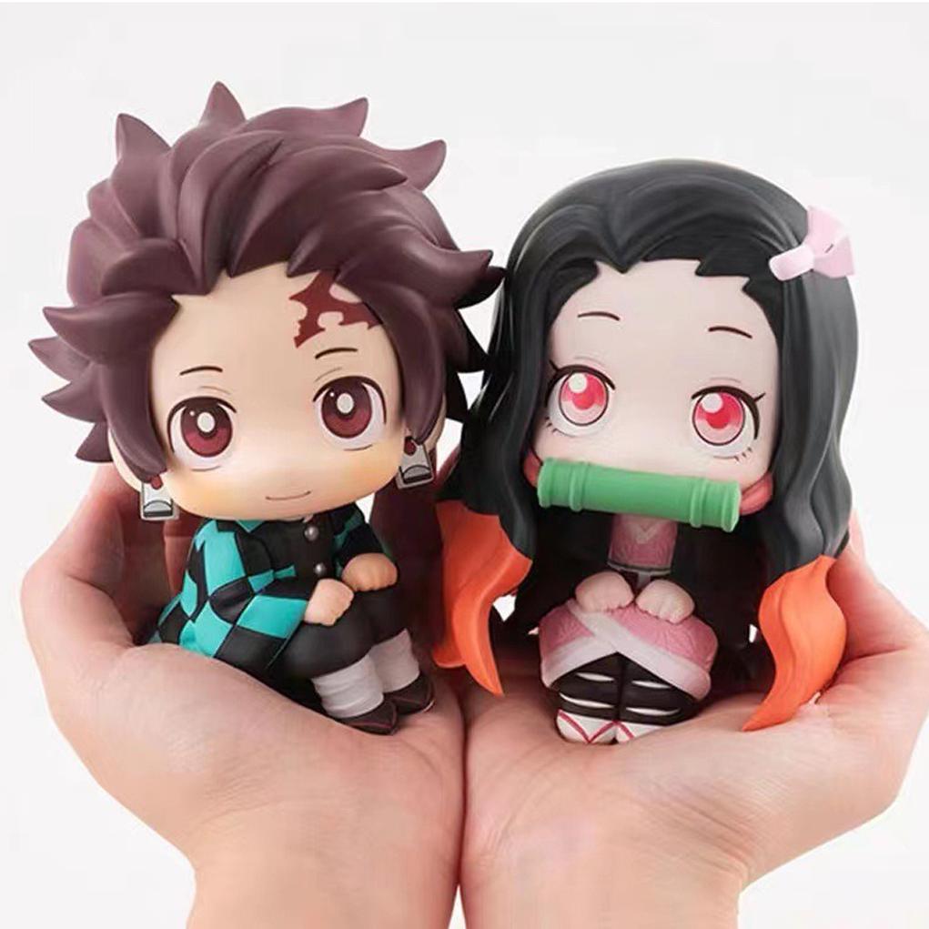 Demon Slayer: Kimetsu No Yaiba Figurine Q-version Sitting Sitting Tanji Ryuya Douzi Anime Model Car Cake Figurine Gacha