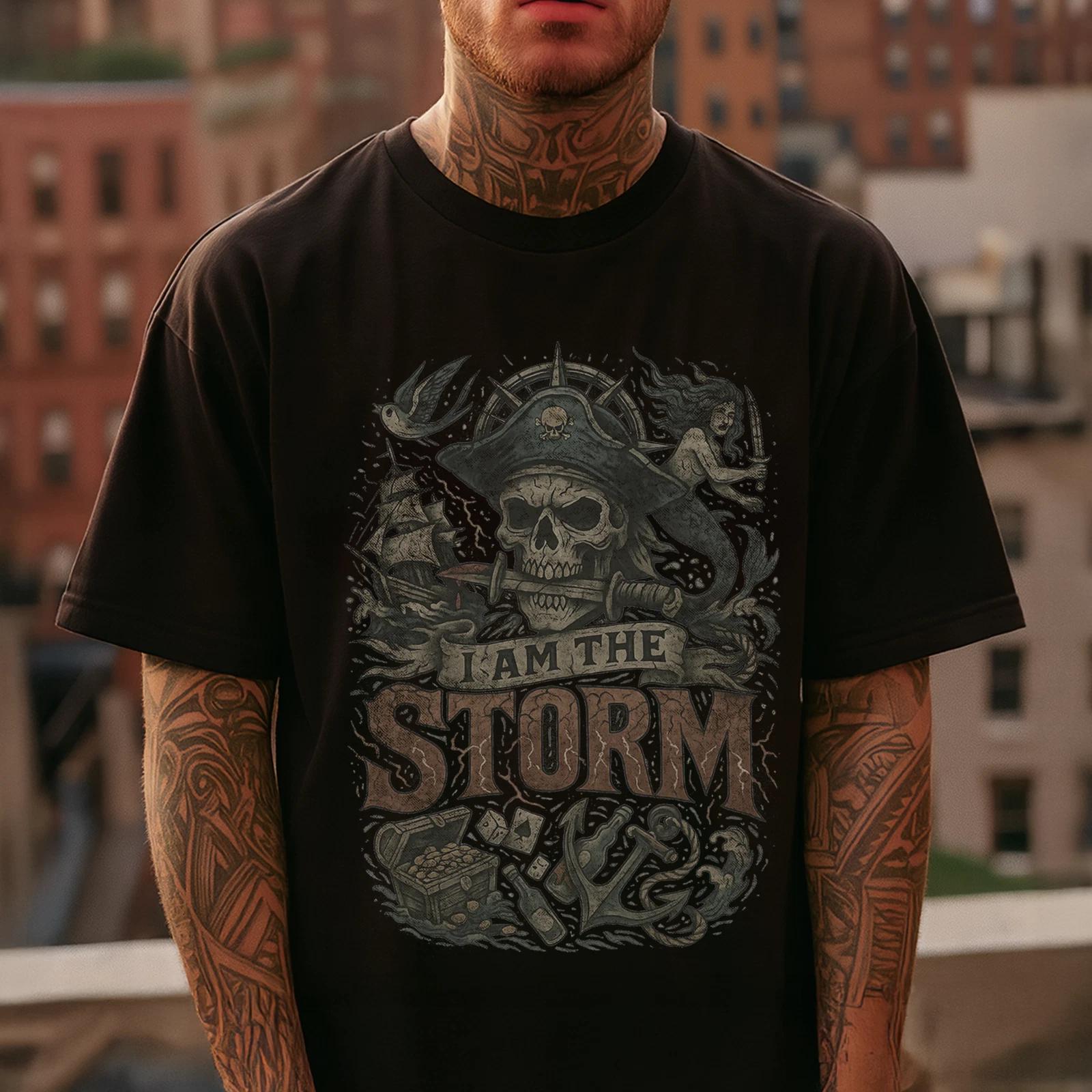 

Pirate T shirt I Am The Storm | Rave Clubbing Tattoo-Inspired Funny Tee XL