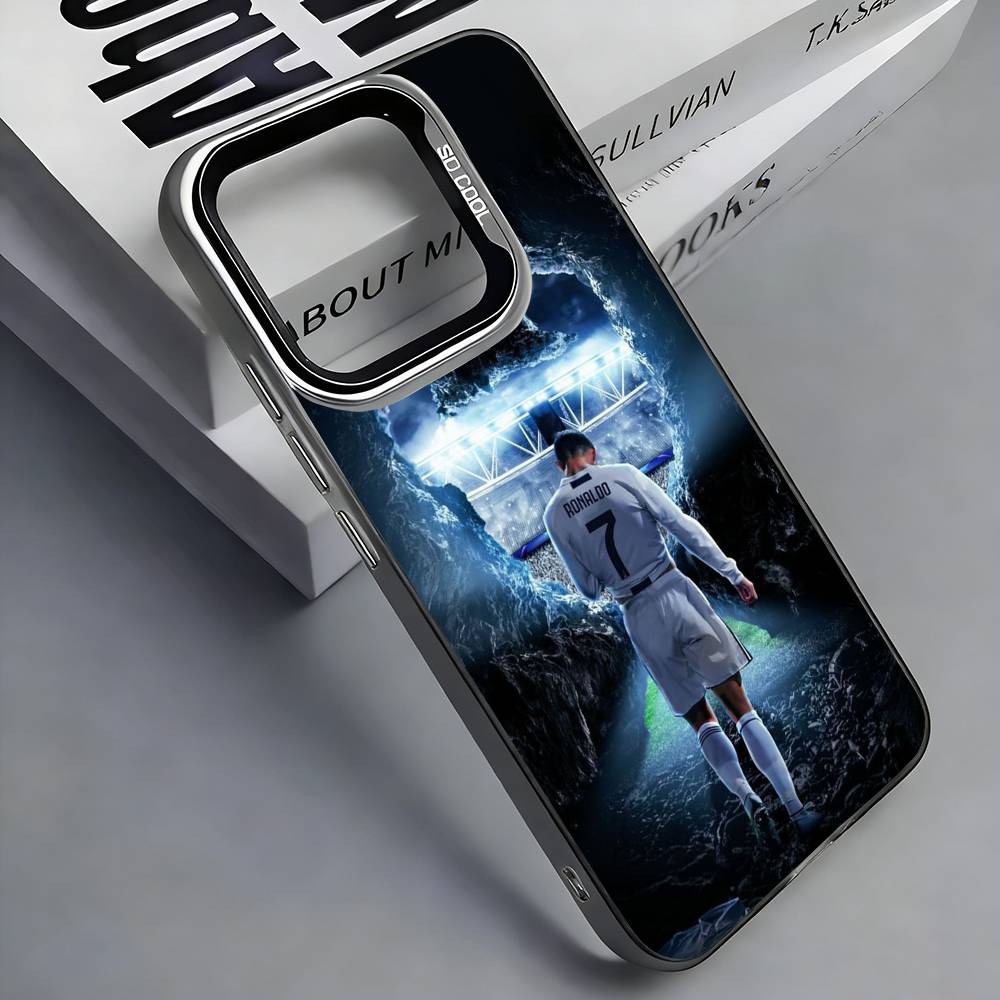 Football R-Ronaldo Colorful Silver Back Phone Case For IPhone 17 16 15 14 13 12 11 Plus Pro Max Plus