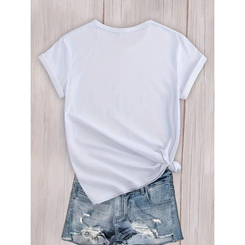 Women JUST A Letter Print T-Shirt Oversized Round Neck Loose Fit Summer Casual Top