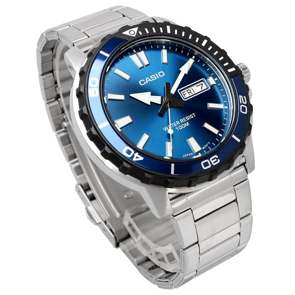 Casio Standard Quartz 10 ATM Water Overseas Model Men's Watch, Resistant, Blue, MTD-125D-2A1V, [Used]