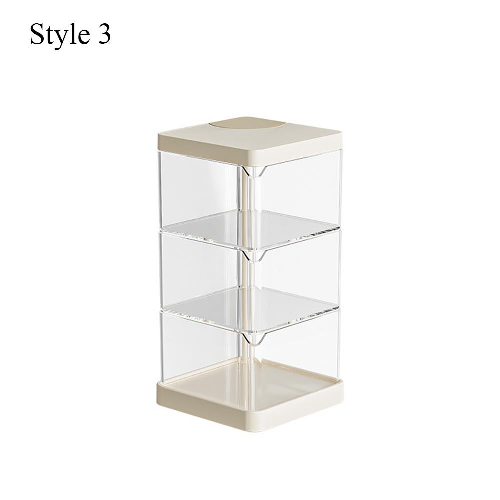 Rotating Storage Box Cosmetic Display Case Transparent Moisture-Proof Multi-layer Makeup Storage Shelf Powder Puff Organizer