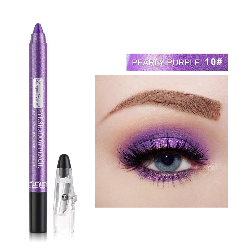 DragonRanee 12-Color Pearlescent Eyeshadow & Lipstick Pencil - Non-Smudging, Sharpenable, Fine Glitter Foam Pen