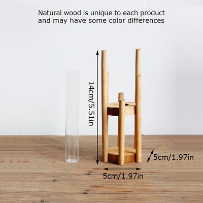 Hydroponic Flower Arrangement Vase Solid Wood Flower Ware Test Tube Vase Flower Holder