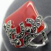 Хороший модный 22X20mm 925 Серебро Натуральный Красный Агат камень Кольцо Размер 7/8/9 10