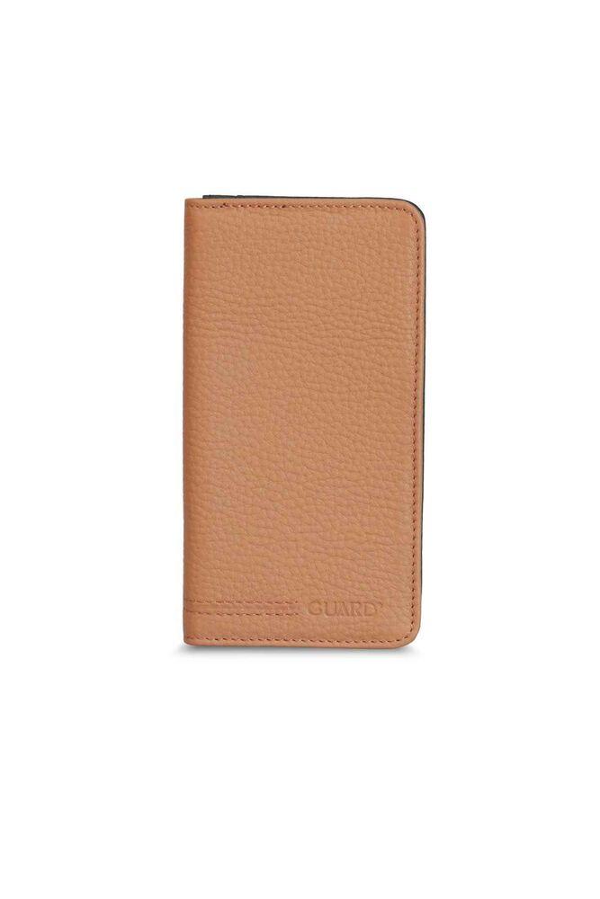 

Hazelnut Black Leather Portfolio Wallet with Guard Phone Entry