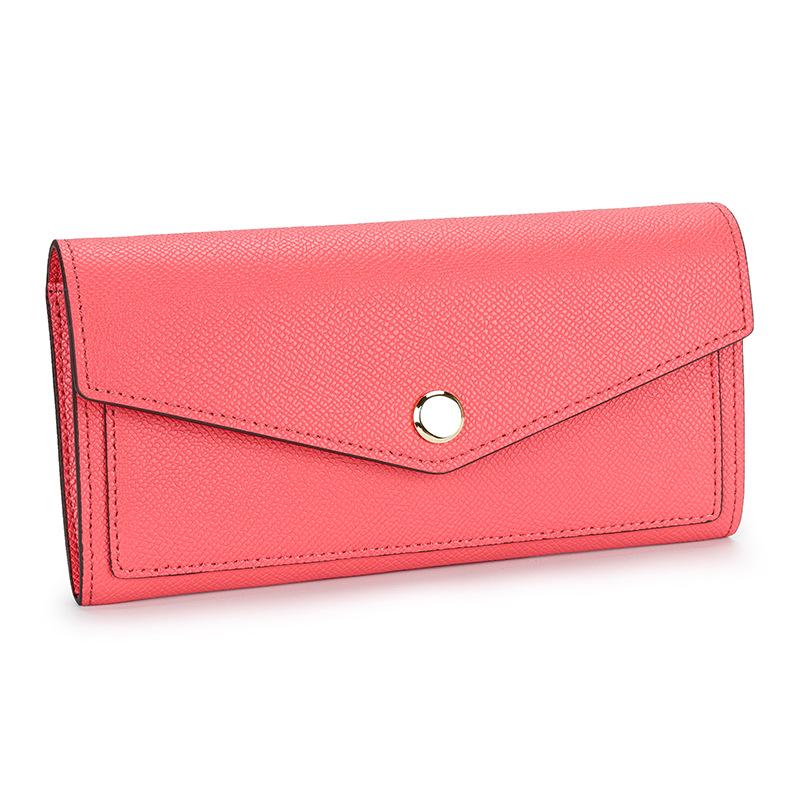 

Женский кожаный кошелек 2025 года в стиле колор-блок - Длинный стиль, Клатч большой вместимости красный/персиковый