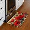 Red Poppy Flower Kitchen Mat Non Slip Soft Anti Fatigue Floor Rug Vintage Floral Decor for Home 16x24 Inch