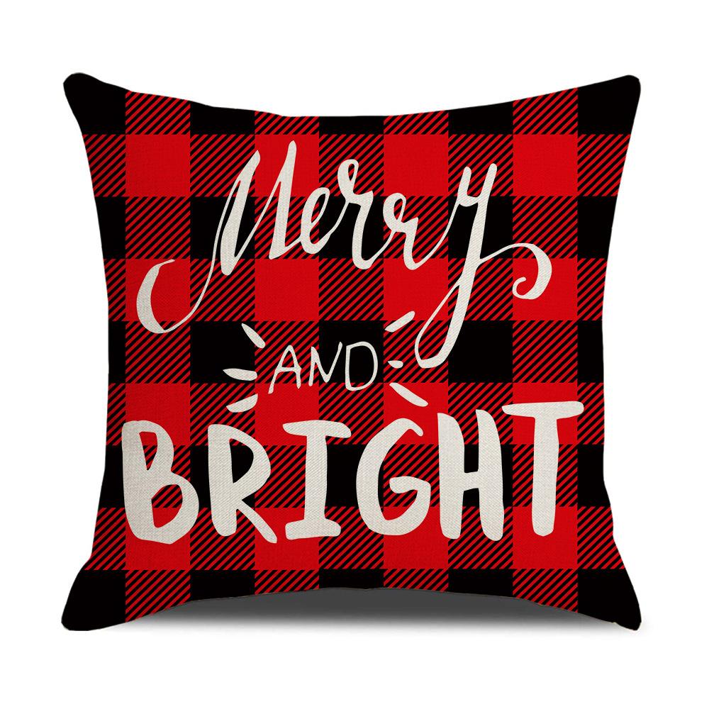 Home Furnishings Cartoon Christmas Pillow Cover Nordic Plaid Linen Cushion Cover Sofa Cushion