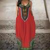 Women's Summer V Neck Strap Loose Long Printed Plus Size Dress