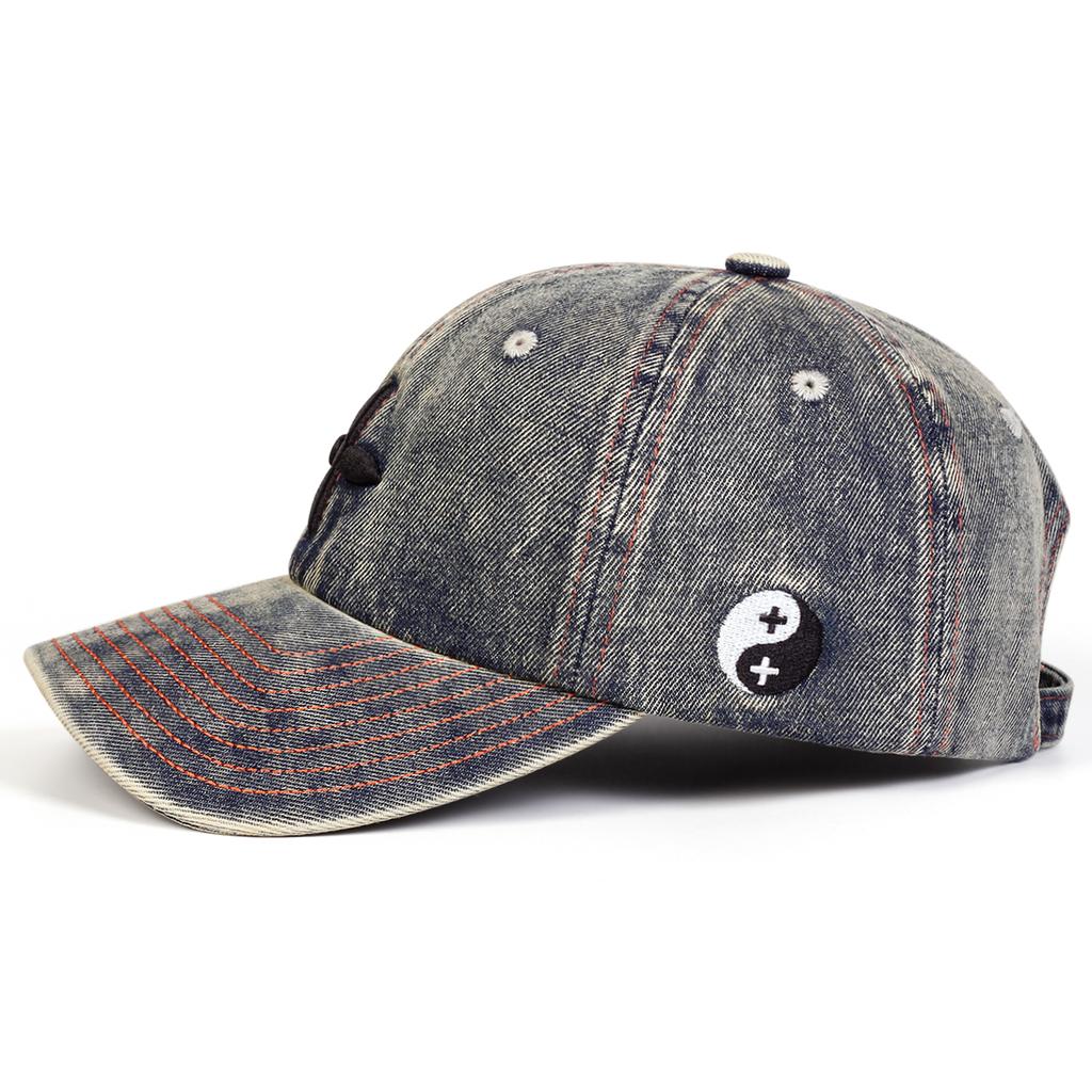 Unisex Cross Flower Embroidery Wash Baseball Caps Spring and Autumn Outdoor Adjustable Casual Hats Sunscreen Hat Sports Cap