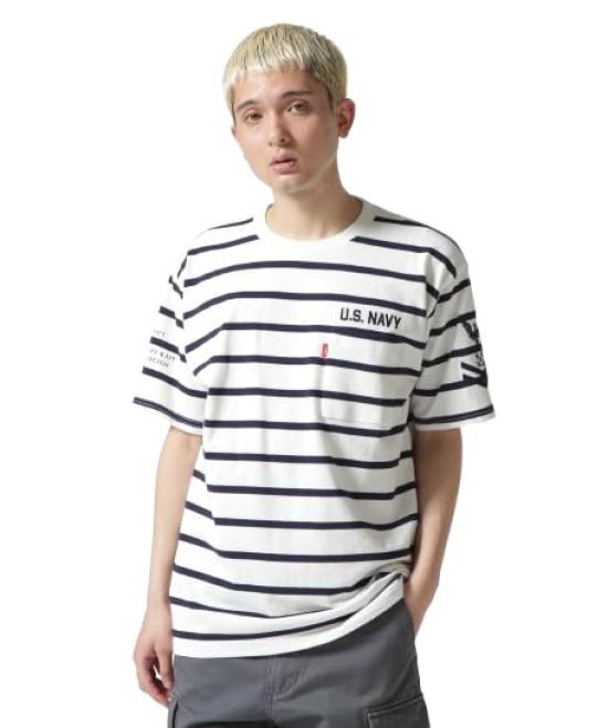 

Avirex Navy Striped Short Sleeve Navy Pocket Men s T-Shirt (Size L, 122) (783-2934008)