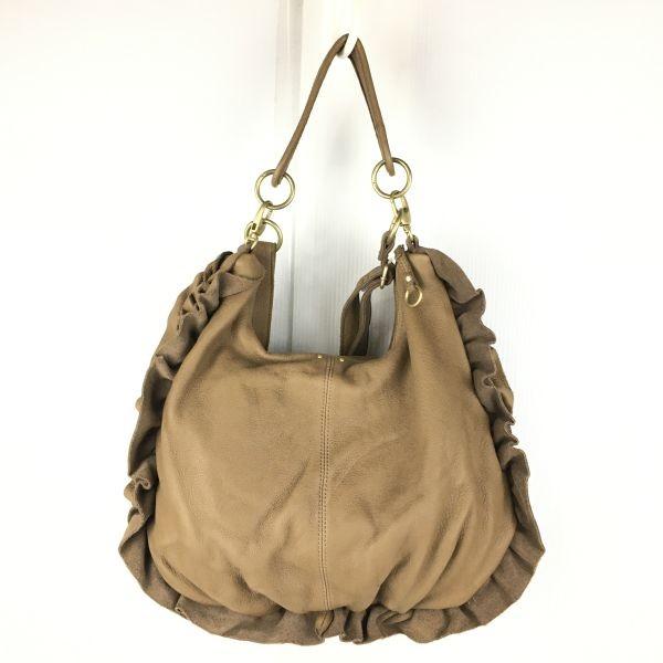 Beaure Ray Beams Leather 2Way Hand Shoulder Bag Brown Frill Design Women’s(USED)