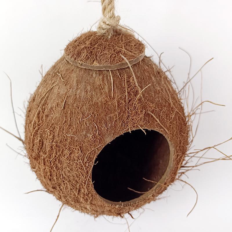 Coconut Shell Hanging Bird Nest for Parrots, Finch, Budgie, and Pearl Breeding.