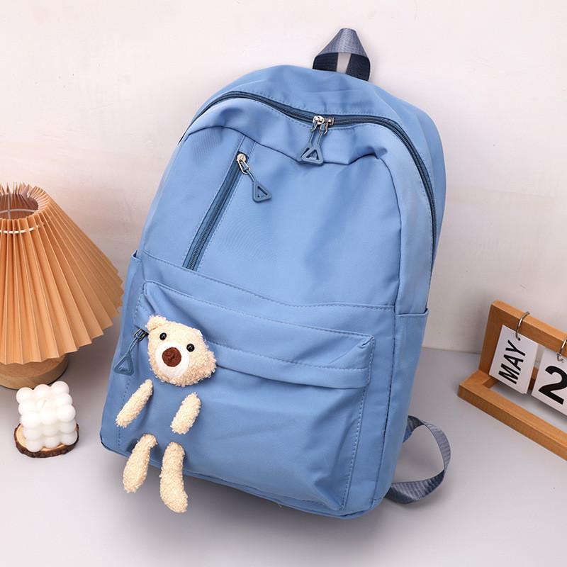 Stylish Black Purple Pink Blue Canvas Backpack For High School College Students With Large Capacity