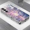 Fialový motýl stříbrný skleněný kryt na telefon vhodný pro Samsung Galaxy S26 S25 S24 S23 S22 S21 S20 FE/Ultra/Plus proti pádu