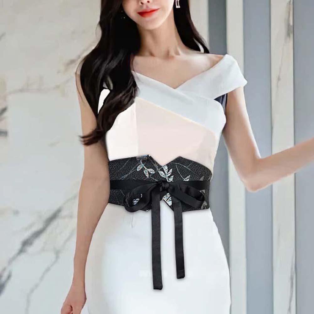 Adjustable Chinese Wide Belt Cloth Ethnic Style Women's Belt Retro Jacquard Waistband Kimono