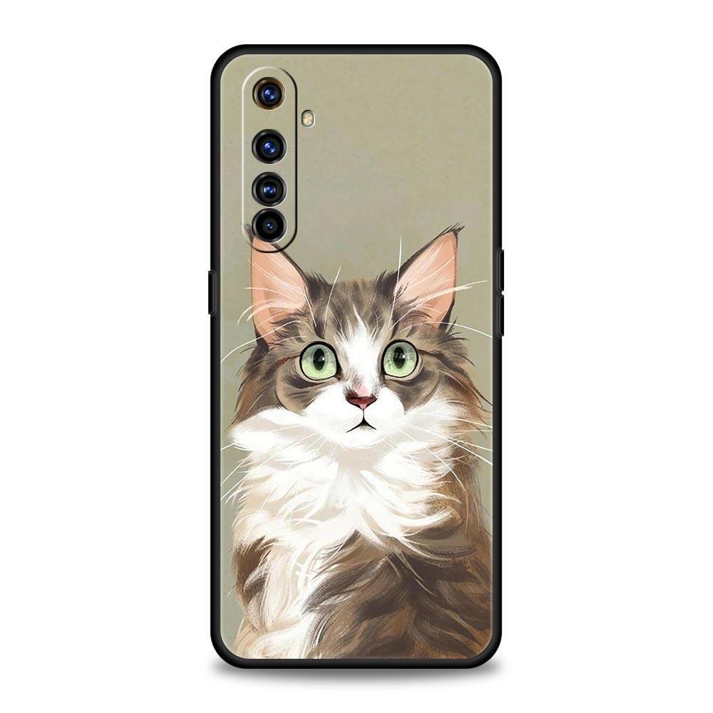 Fashion Lovely Cats For Realme GT Neo2 3 Phone Case Cover For Realme 9 8 7 6 GT2 Pro Plus 5G 8i 9i C3 C21 C11 C25 C35 C21Y Coque