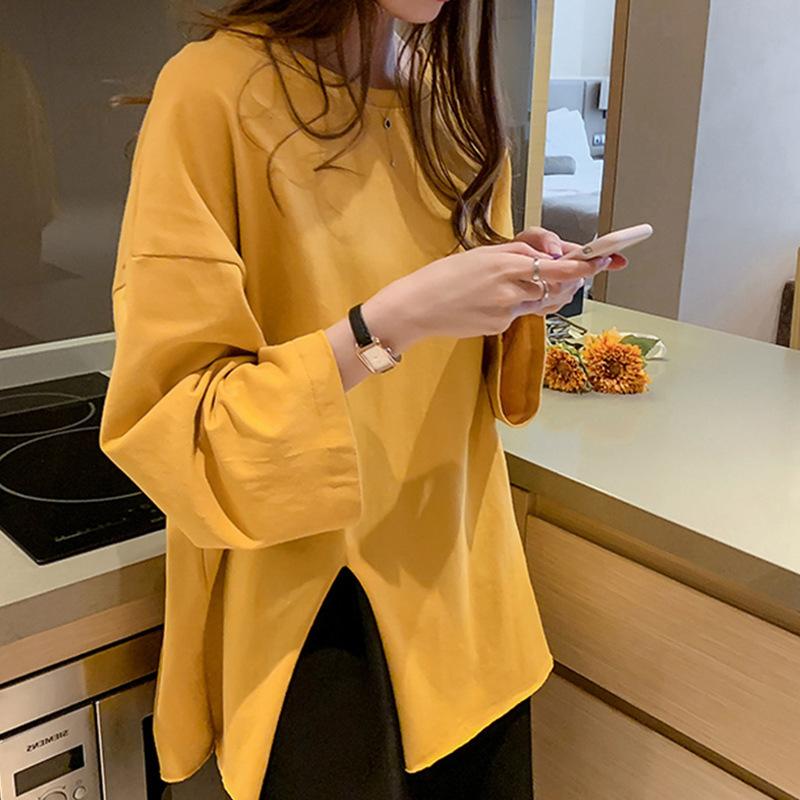 

Women s Long,sleeved T,shirt With Irregular Design As An Undershirt XL жовтий