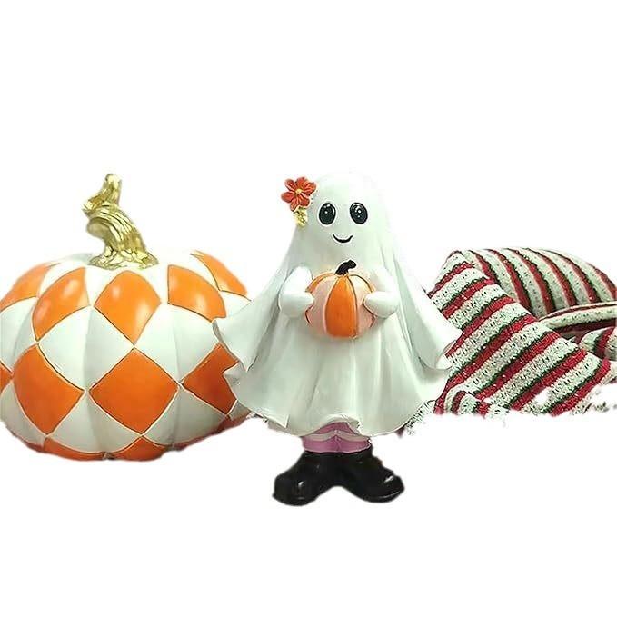 Charming Ghost And Pumpkin Resin Statue For Halloween Elegant Home Decor Gift
