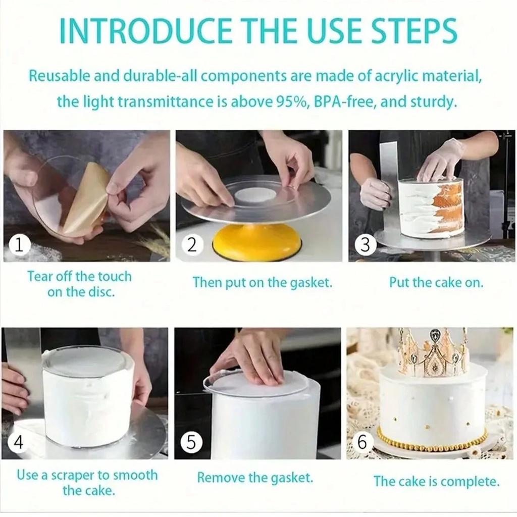 10–30 cm Acryl-Kuchenscheiben, transparente, runde Kuchengrundplatte, wiederverwendbares Kuchenblech für Geburtstage, Weihnachtsfeiern, Backen, Küchenwerkzeuge