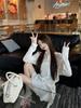 Korean Lace Ruffle Hooded Sweatshirt Dress - Sheer Long Sleeve, Spring 2026