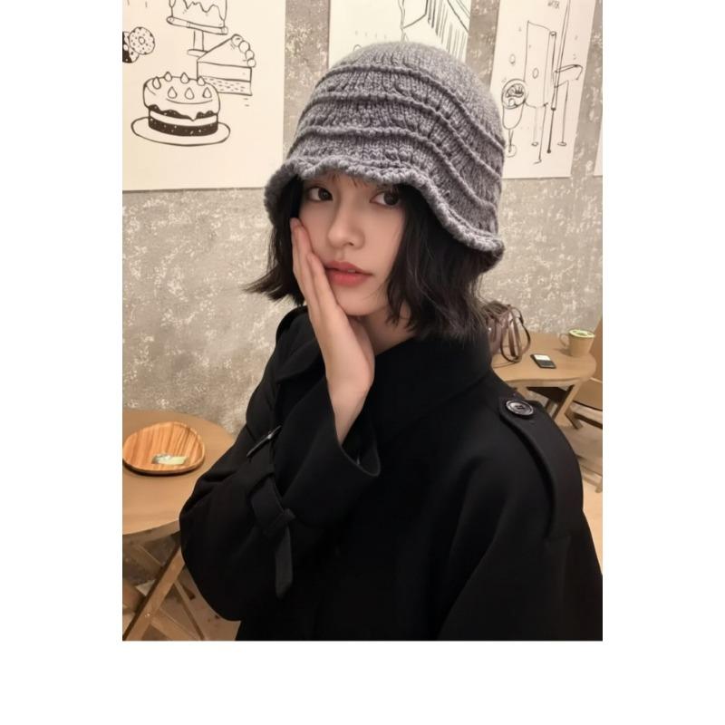 Women S Simple Solid Color Knitted Bucket Hat Accessory