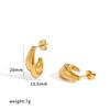 Geometric C Shaped Stainless Steel Earrings With Pvd Gold Finish For Women Summer Trend