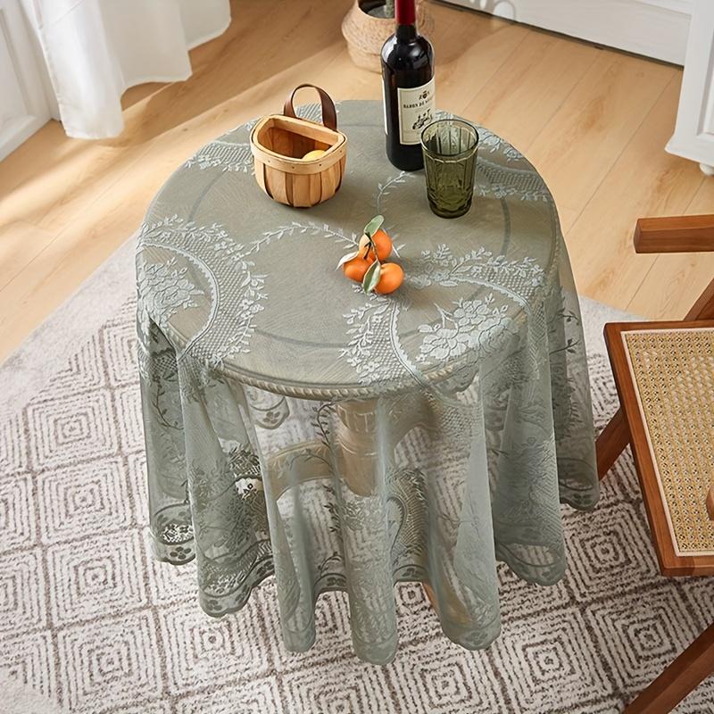 Luxury Vintage Style Green Lace Round Tablecloth Perfect for Weddings, Birthdays, Daily Dining & Kitchen Decor