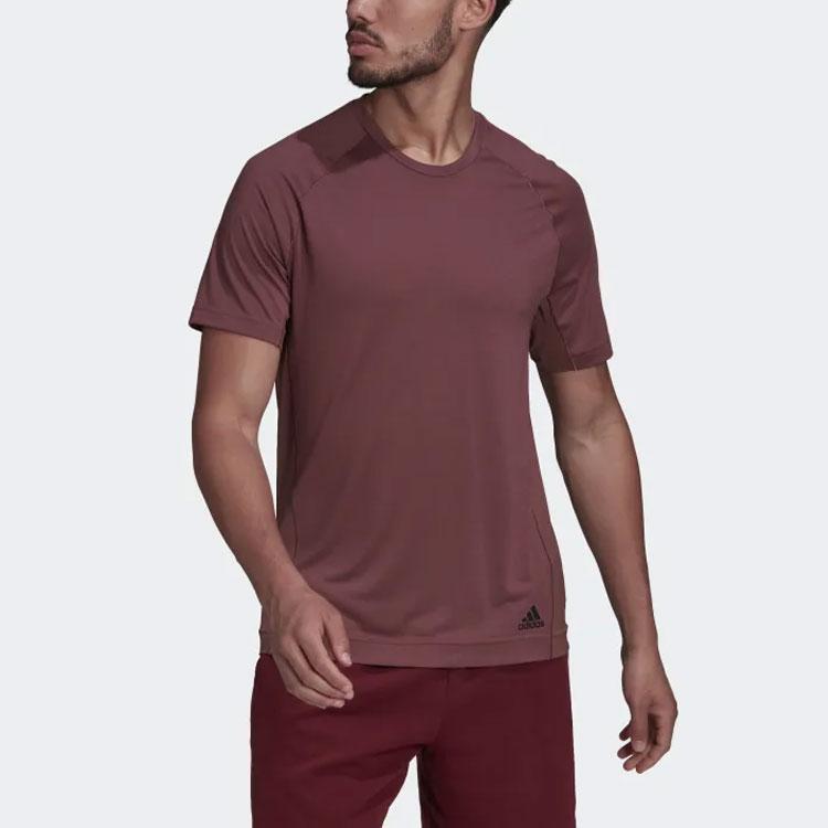 New Adidas T Shirts Men Burgundy HC2642