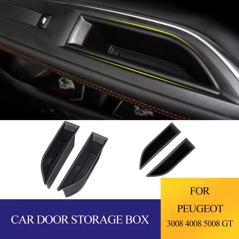 Car front door handle storage box tray for Peugeot 3008 4008 5008 GT 2016-2026 Automotive interior styling accessories