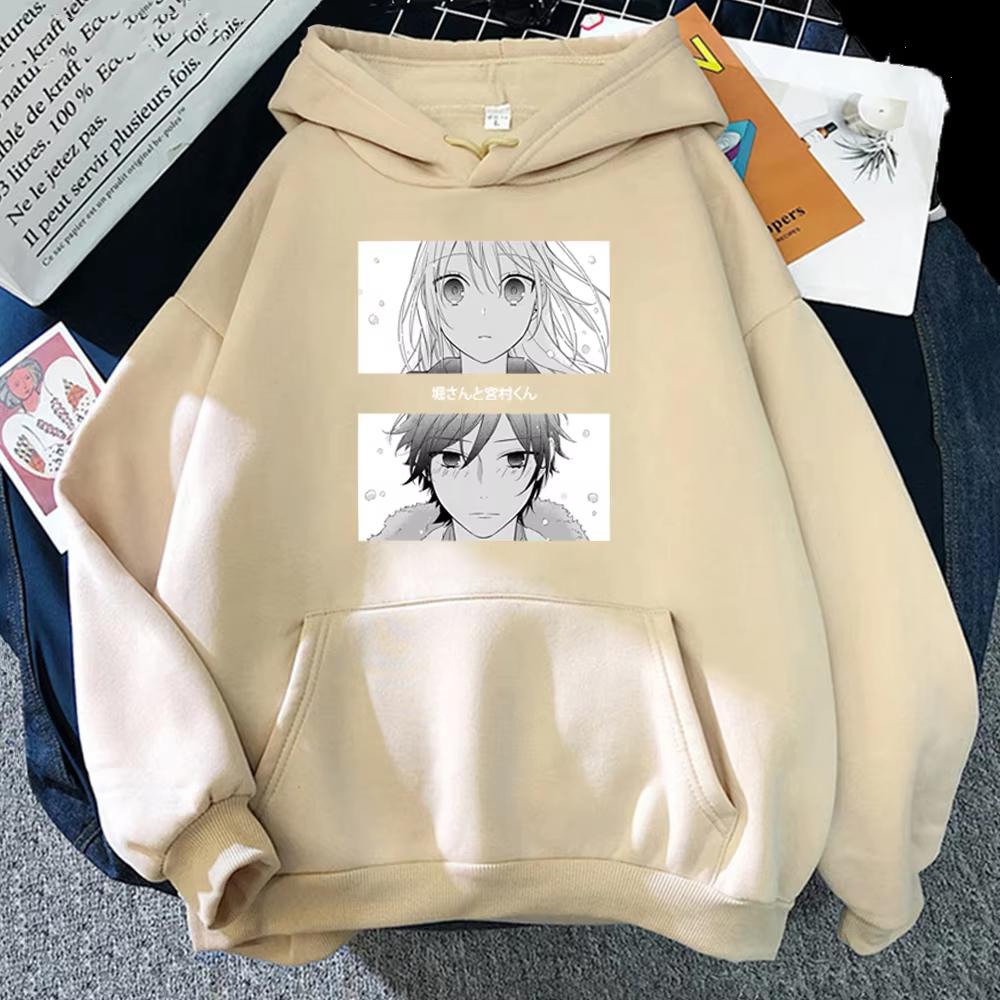 Harajuku Anime Horimiya Miyamura Izumi and Hori Kyouko Graphic Print Hooded Men Women Aesthetic Hoodies Sweatshirt Male Pullover