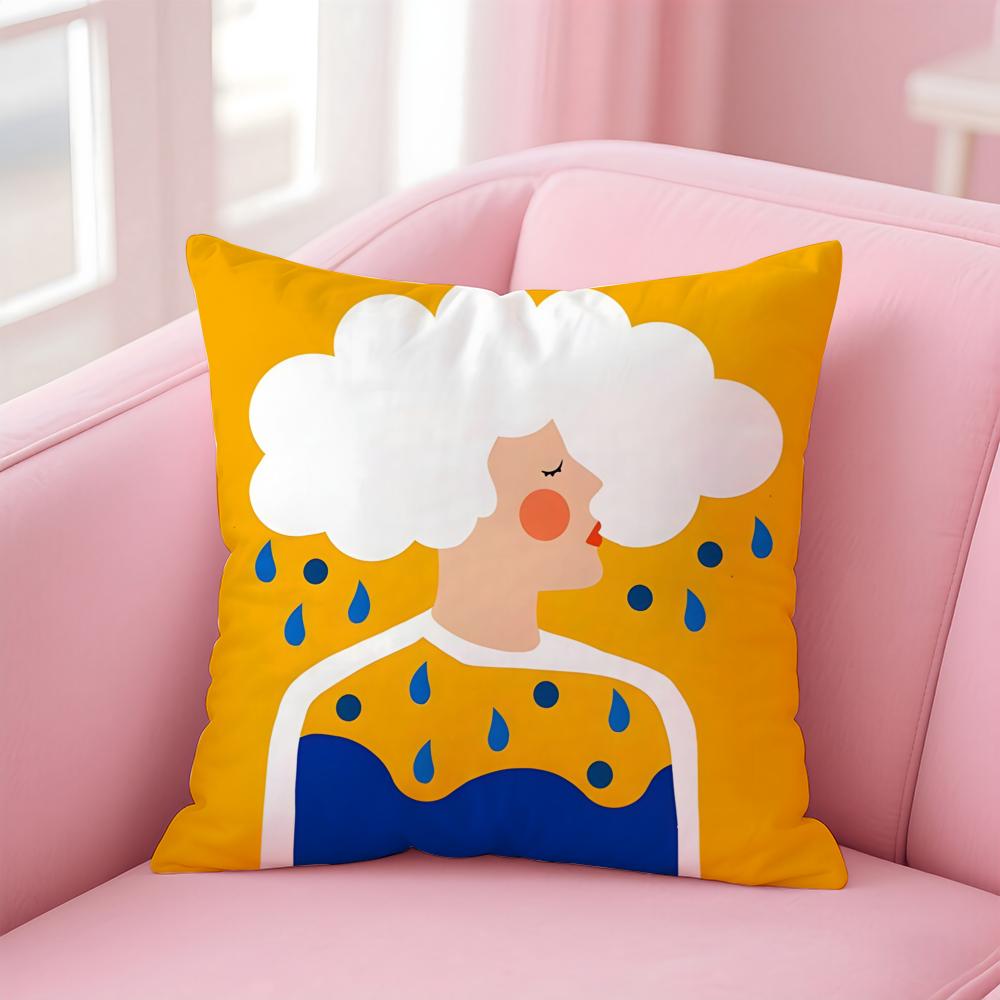 AAbstract FFFigure Cushion Cover Linen Pillowcase Cover Soft Decor for Sofa Home Room