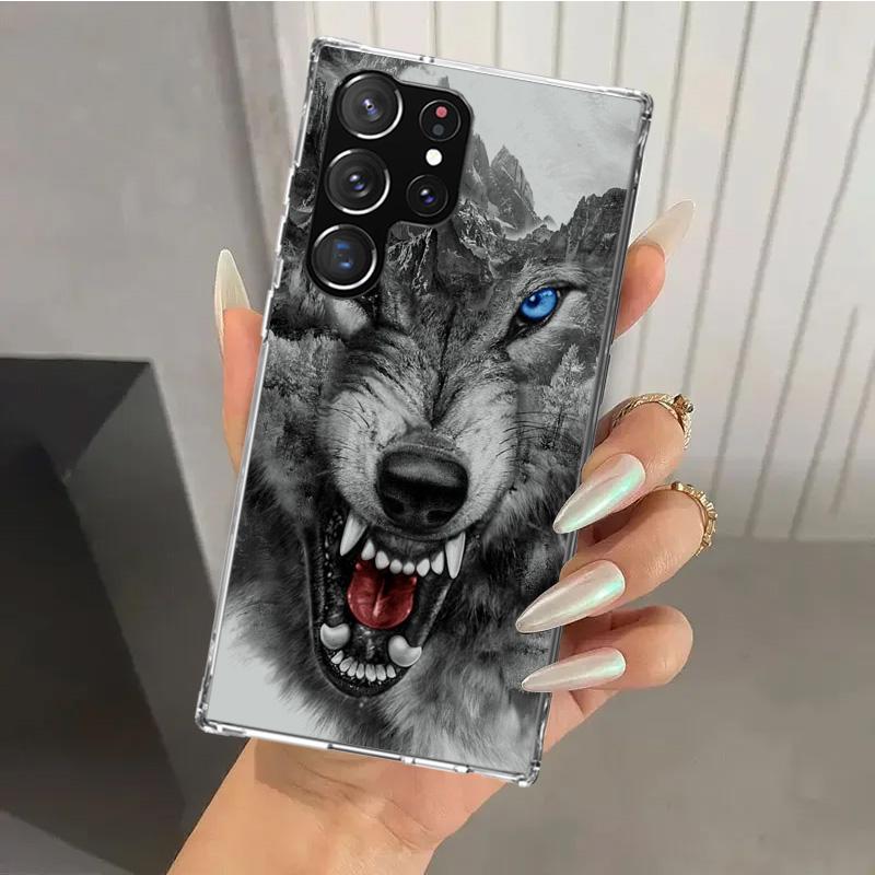 Wütendes Tier Wolf Wild Handyhülle für Samsung Galaxy S26 S24 S23 Ultra S25 Edge S22 S21 Plus S20 FE + Weiche Druckschale Funda G