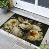 1Pcs Rabbit Floral Print Waterproof Non-Slip Thick Cushioned Kitchen Mat Heavy Duty Comfort Standing Mat for Kitchen Bathroom