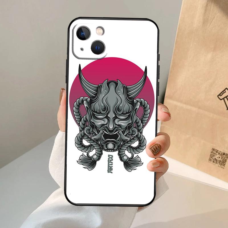 Samurai Oni Mask Phone Case For iPhone 17 Air 16 15 14 11 12 13 Pro Max 12 13 Mini 15 16 Plus 16e Cover Coque
