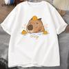 Capybara Swimming with Oranges Tshirts Oversize T Shirt Unisex Cotton Shrot Sleeve Cartoon Animal Tshirt Round Neck Top Clothes
