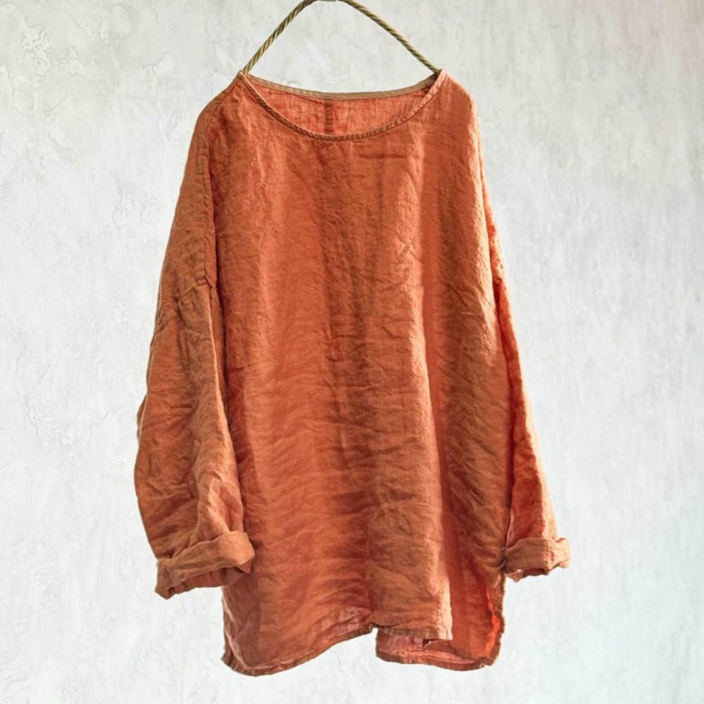 Johnature Women T-Shirts Vintage Spring Chinese Style Solid Color Long Sleeve O-Neck Loose Female T-Shirts