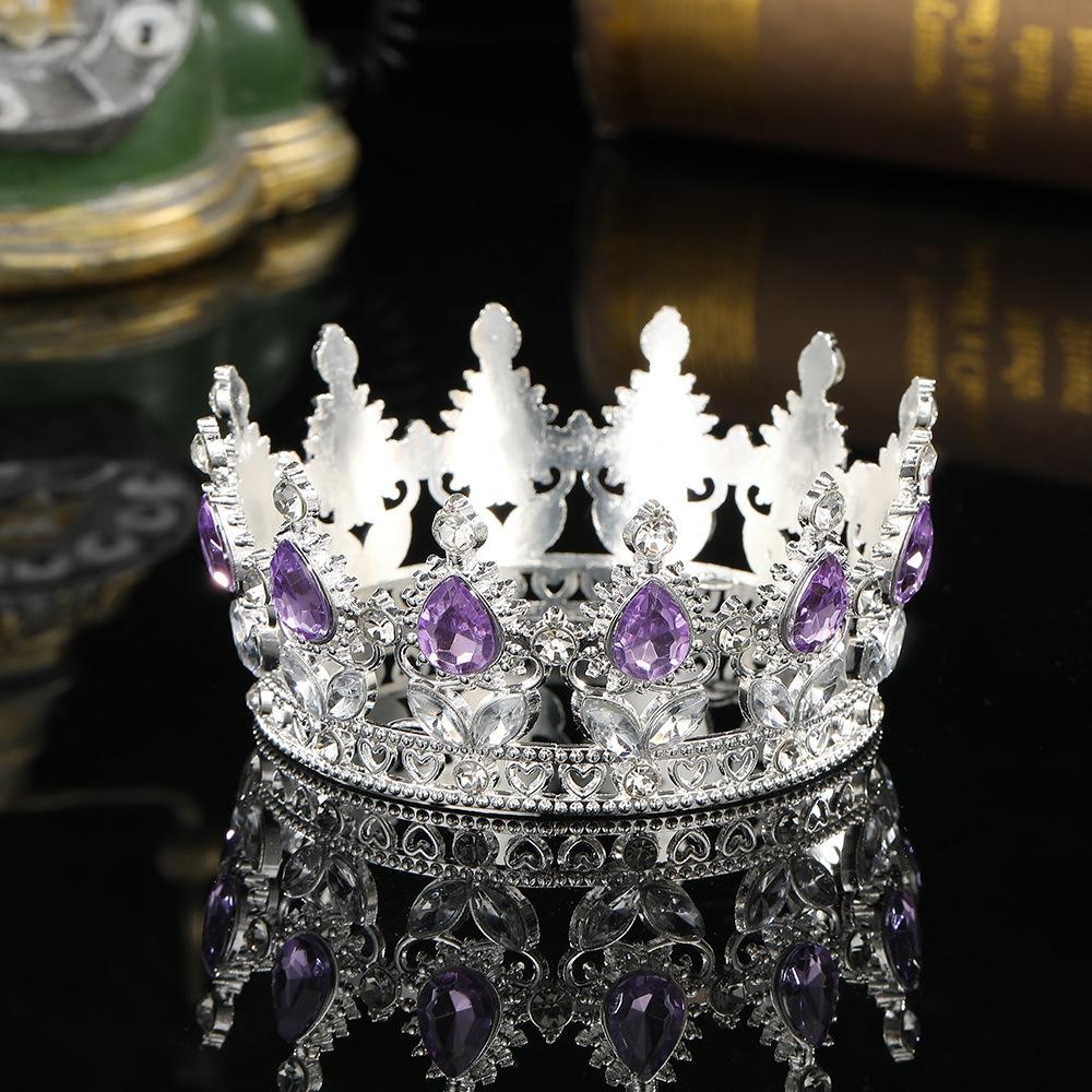 European and American Baroque Full Circle Crown Headwear Rhinestone Alloy Crown Hair Accessory