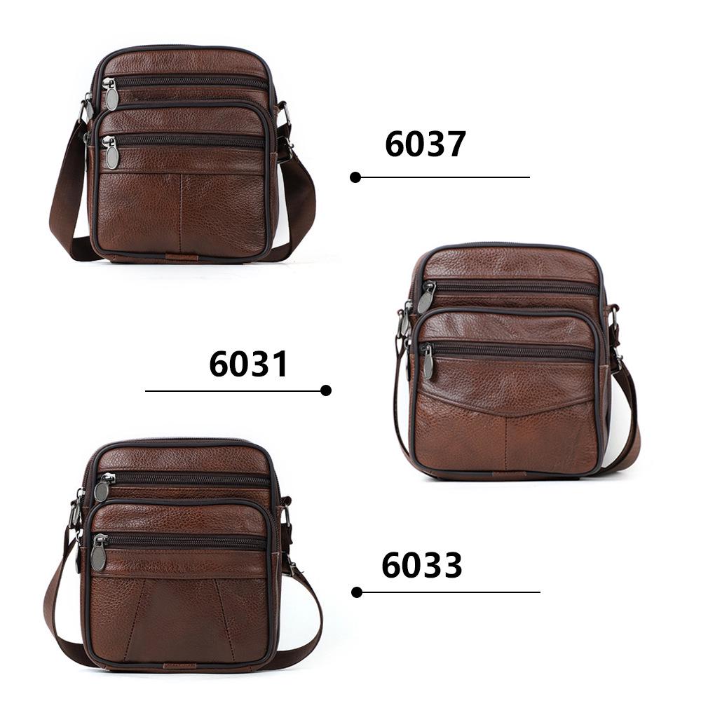 Men's Genuine Leather Vertical Crossbody Messenger Bag