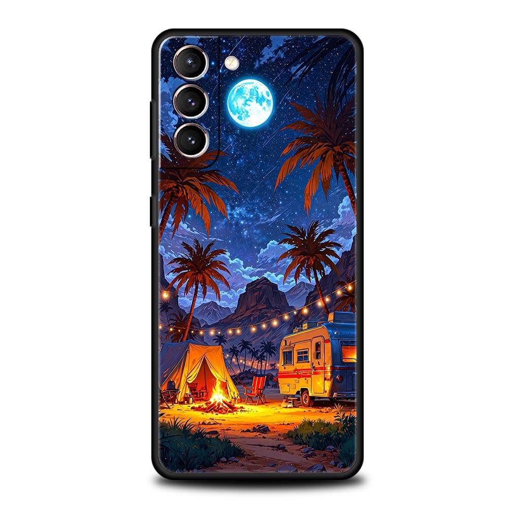 Combi Van Car Outdoor Camping Phone Case For Samsung Galaxy S26 Ultra S25 Plus S24 FE S23 S22 5G S21 S20 Cover Black Soft
