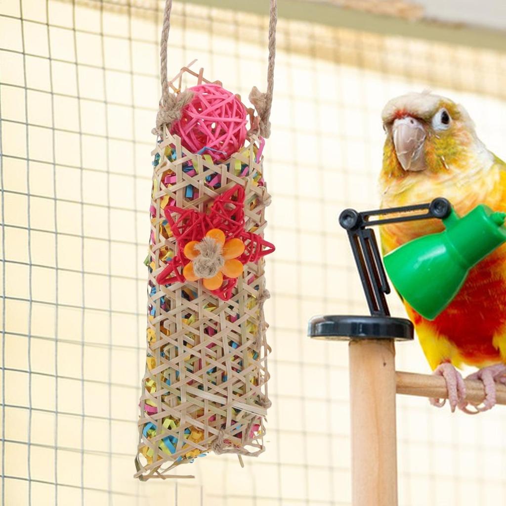 Juguetes para Pájaros Loros Periquitos Forrajeo Trituradora de Papel Juguetes Coloridos Cuerda Perca Columpio Papel Accesorios Jaula Soporte Para