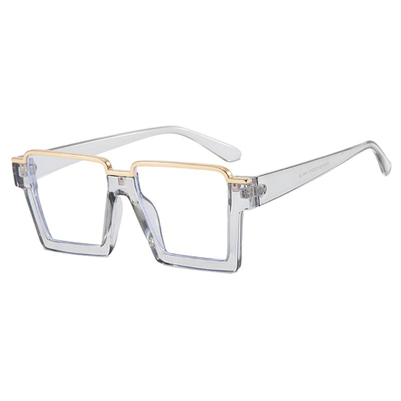 Clear And Cool Black Gold Frame Anti Blue Light Glasses Decorative Glasses Frame Fashionable Flat Lens 28130