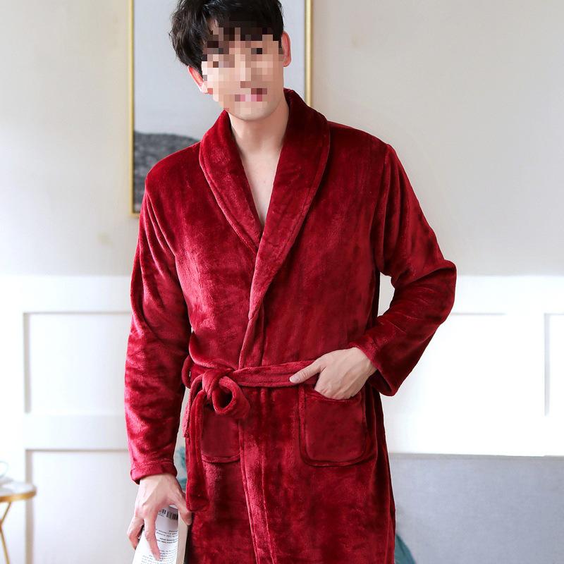 G5Z Couple's Flannel Robe: Thick Coral Fleece Bathrobes for Men & Women