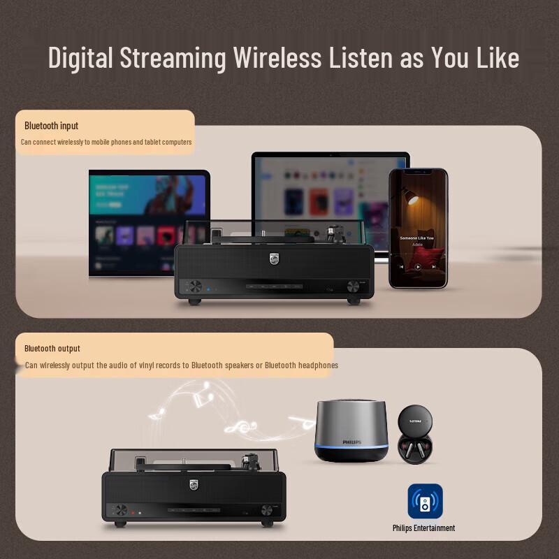 Philips TAV3000B Retro Bluetooth Vinyl Record Player