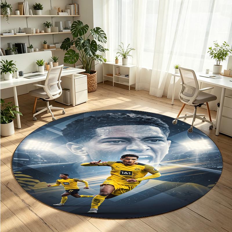 Jude Bellingham Printed Round Crystal Velvet Rug Soft Non Slip Floor Carpet For Bedroom Holiday Gift