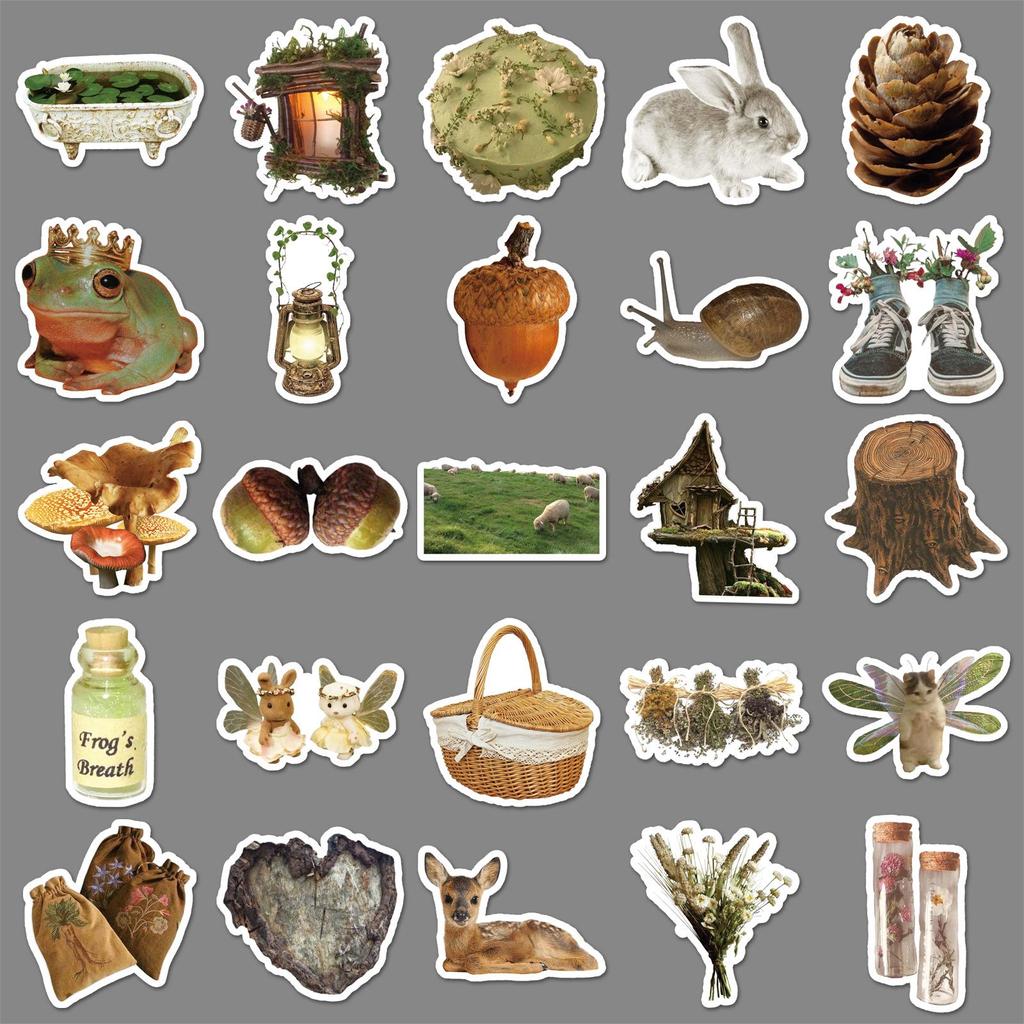 50 Forest-Inspired Graffiti Stickers: Retro Fresh Decor for Phones, Tablets, and Journals