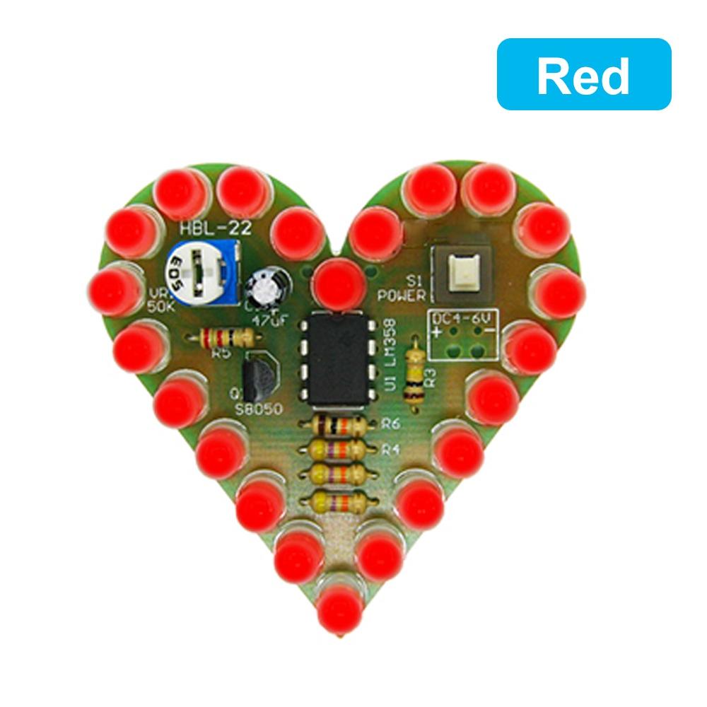 Heart Shape Breathing Lamp DIY Kit DC 4V-6V Breathing LED Suite Red White Blue Green DIY Electronic Production for Learning