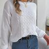 Vintage Herbst Winter Strickwaren Cardigan Locker Langarm O-Ausschnitt Einfarbig Pullover Oberteil