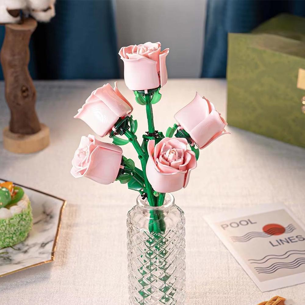 3D Ewige Blume Baustein-Set - Bestes Valentinstagsgeschenk für Freundin/Freund, Perfekt für Geburtstag/Jahrestag